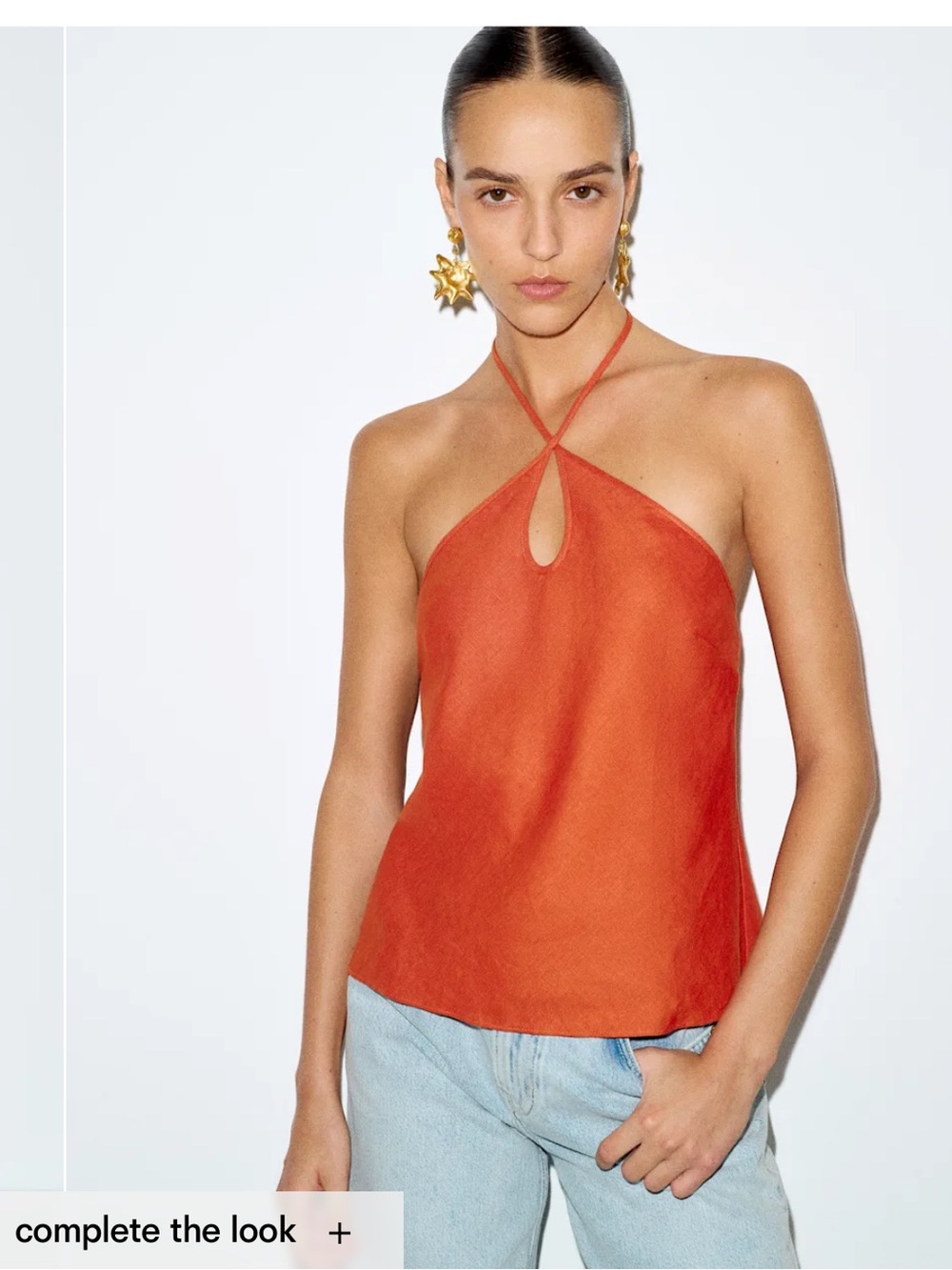 Reformation Rosana Rust Orange Halter Linen Camisole